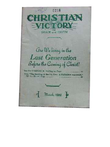 Image for Christian Victory and Grace and Truth March 1949 Vol 25 : No 244.